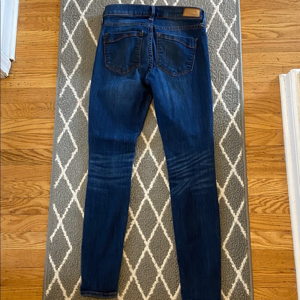 Express Dark Blue Distressed Skinny Jeans - Picture 4 of 4
